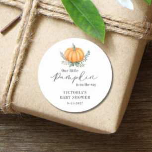 Sticker Rond Petit Citrouille en route Baby shower