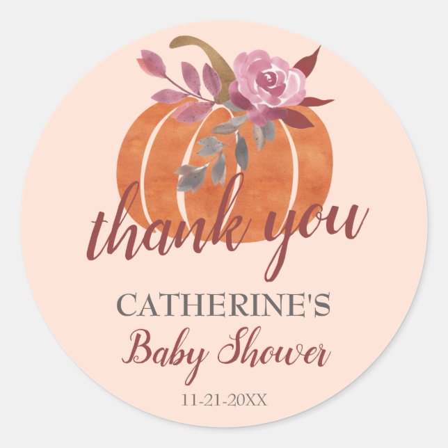 Sticker Rond Petit Citrouille Rustique Baby shower d'automne Me (Devant)