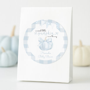 Sticker Rond Petit Citrouille sur le Baby shower Way Blue Bow