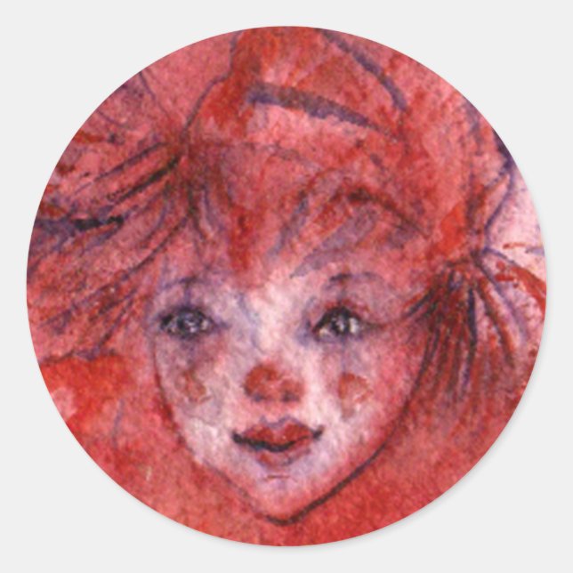 STICKER ROND PETIT CLOWN ROUGE (Devant)