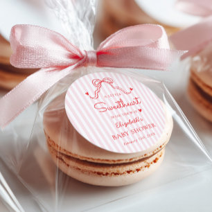Sticker Rond Petit coeur arc-en-ciel pour la baby shower de la