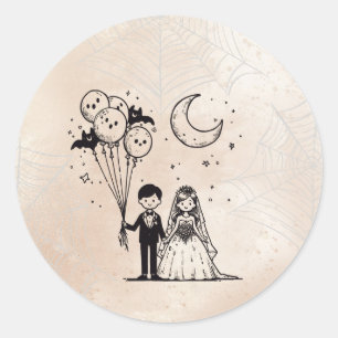 Sticker Rond Petit couple éffrayant