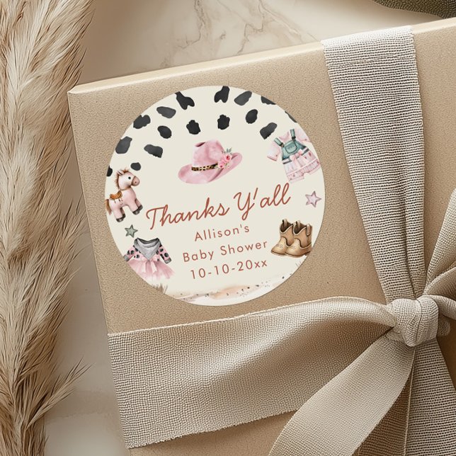 Sticker Rond Petit Cowgirl western thème fille baby shower (Créateur téléchargé)