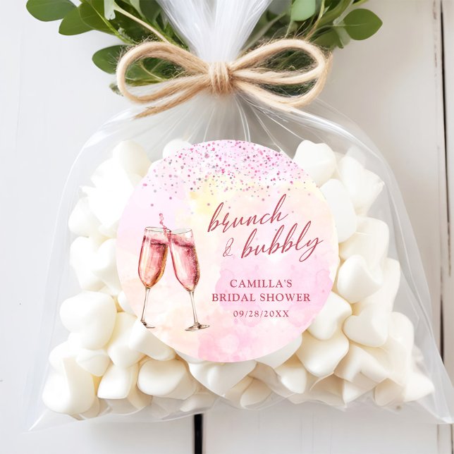 Sticker Rond Petit déjeuner au champagne rosé et douche de mari (Créateur téléchargé)