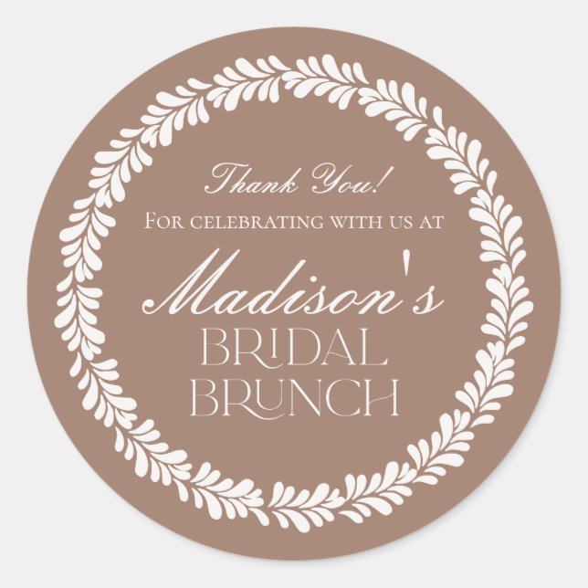 Sticker Rond Petit déjeuner de mariage Mocha Brown Talavera Fie (Devant)