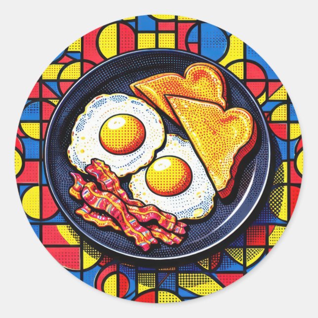 Sticker Rond Petit déjeuner Pop Art (Devant)