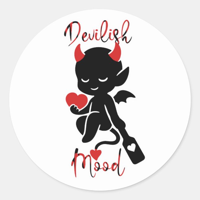 Sticker Rond Petit Diable Baddie Amour Pagaie "Humeur Diaboliqu (Devant)