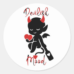 Sticker Rond Petit Diable Baddie Amour Pagaie "Humeur Diaboliqu