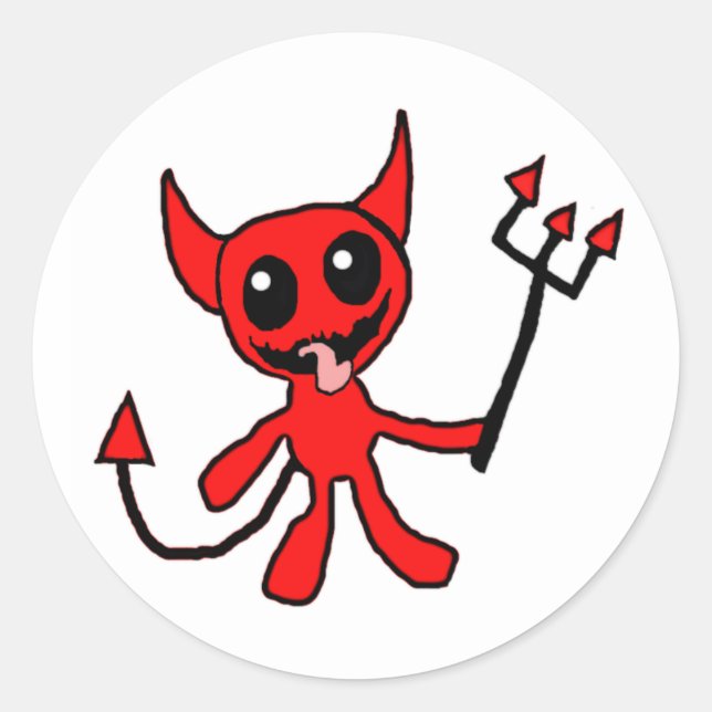 Sticker Rond Petit diable rouge mignon (Devant)