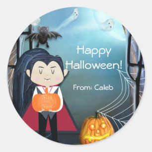 Sticker Rond Petit Dracula Vampire Joyeux Halloween Faveur de f