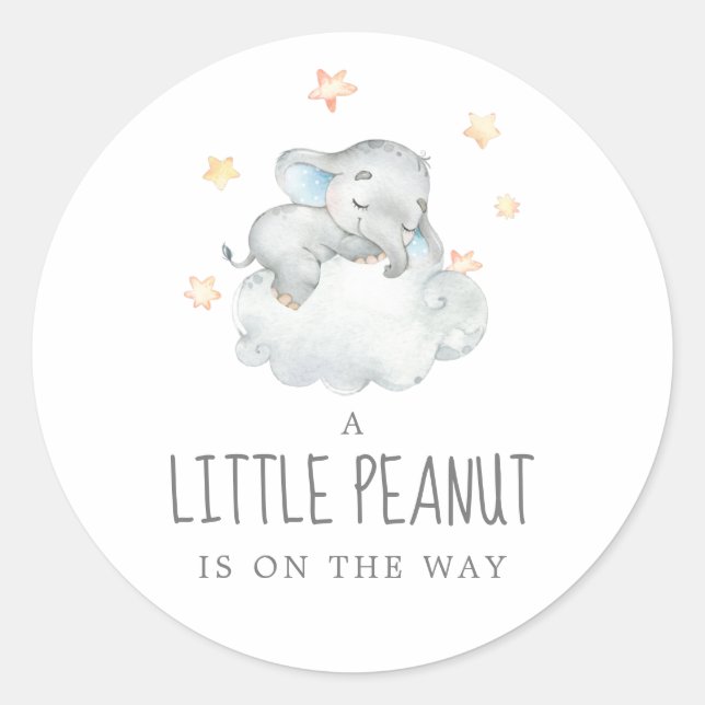 Sticker Rond Petit éléphant Petit garçon Petit Baby shower de c (Devant)