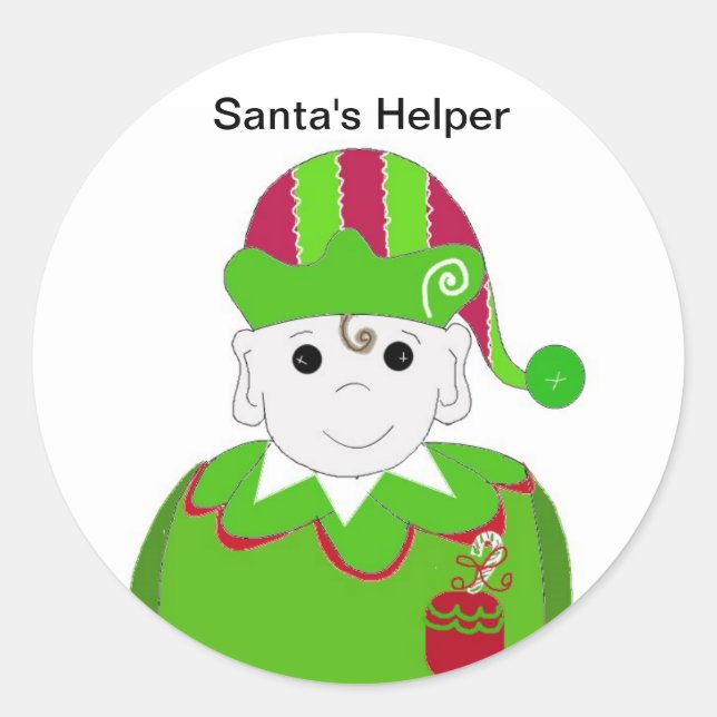 Sticker Rond Petit Elfe de Noël (Devant)