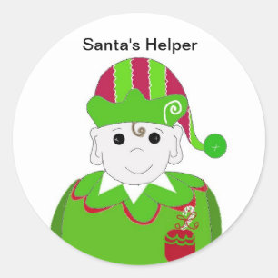 Sticker Rond Petit elfe de Noël