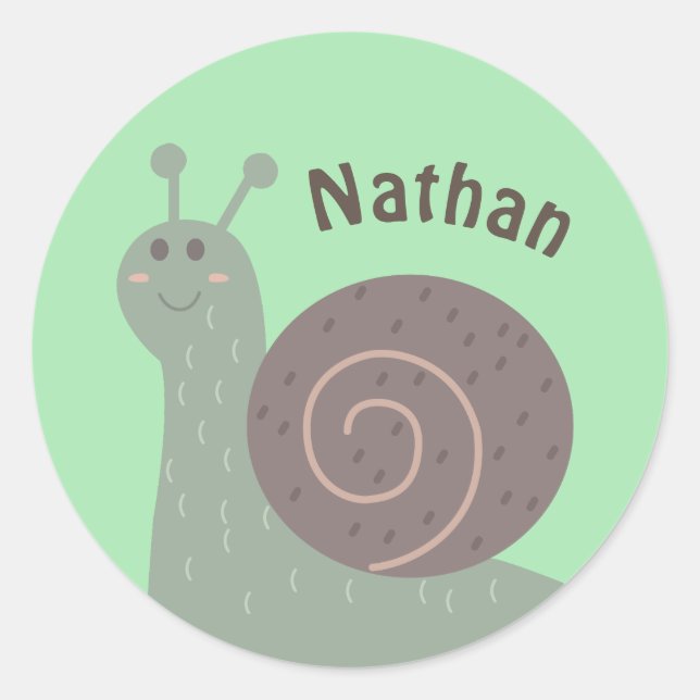 Sticker Rond Petit Escargot de jardin Personnalisé Enfants (Devant)