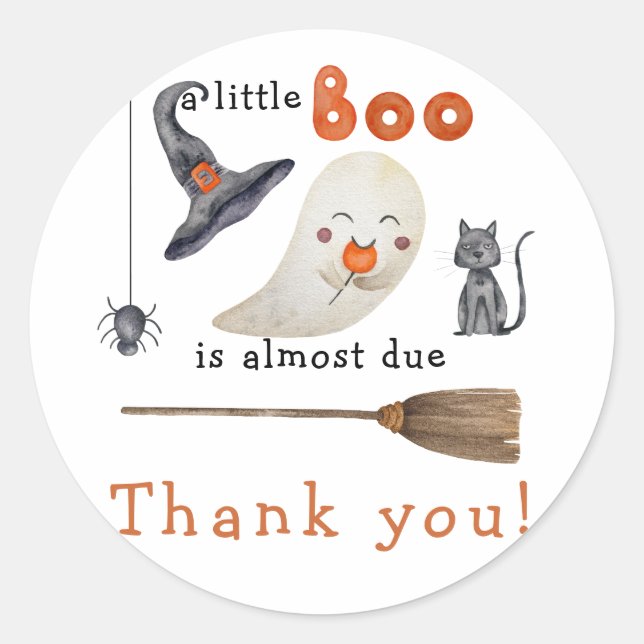 Sticker Rond Petit fantôme - baby shower merci (Devant)