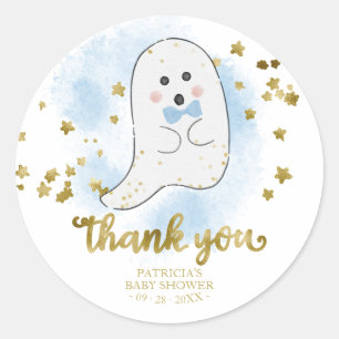 Sticker Rond Petit Fantôme Mignon Remerciements pour la Baby Sh
