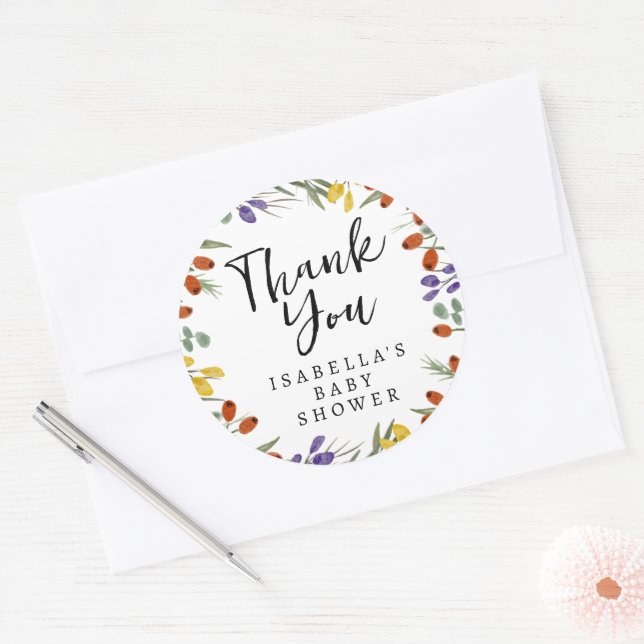 Sticker Rond Petit Fleur sauvage Sur Le Chemin Baby shower Auto (Enveloppe)