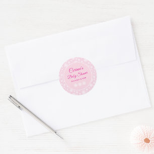 Sticker Rond Petit flocon de neige rose délicat pour la baby sh