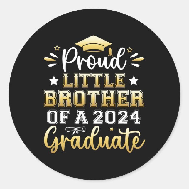 Sticker Rond Petit Frère D'Un Diplômé Supérieur De 2024 (Devant)