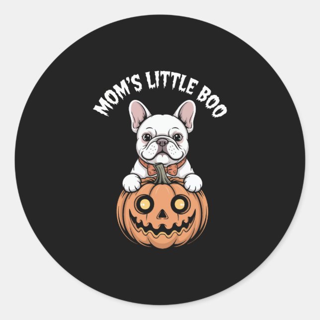 Sticker Rond Petit garçon de maman French Bulldog Hallowen (Devant)