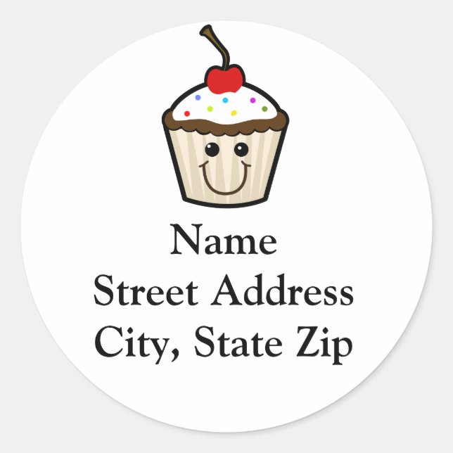 Sticker Rond Petit gâteau de visage de sourire (Devant)
