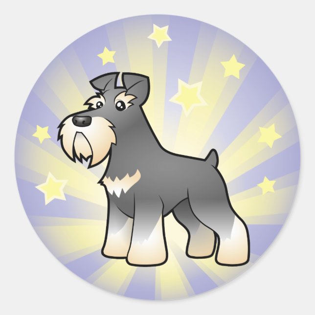 Sticker Rond Petit géant étoilé/Schnauzer standard/miniature (Devant)