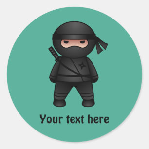 Sticker Rond Petit guerrier de Ninja sur vert