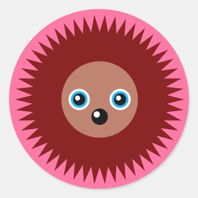 Sticker Rond Petit hérisson mignon (Devant)