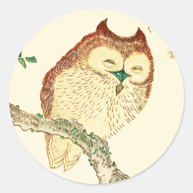 Sticker Rond Petit hibou japonais (Devant)