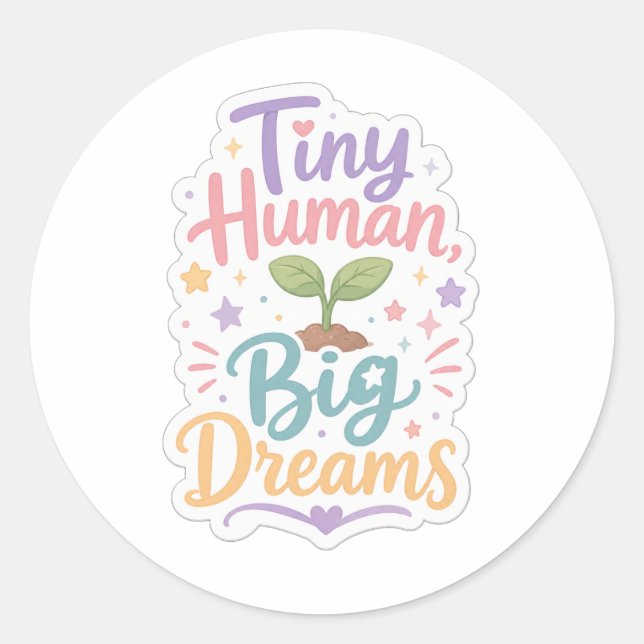 Sticker Rond Petit humain, grands rêves (Devant)