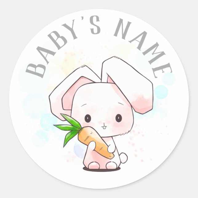 Sticker Rond Petit Lapin Doux (Devant)