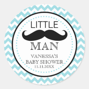Sticker Rond Petit Lil' Man Mustache Boy Baby shower Favoriser