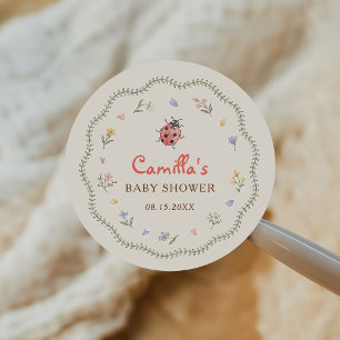 Sticker Rond Petit Love Bug Baby Shower Fleur Sauvage