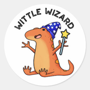 Sticker Rond Petit Magicien Blague de Lézard Drôle