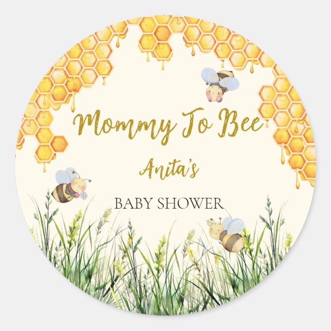 Sticker Rond Petit maman d'être mignonne Bumblebee Baby shower  (Devant)