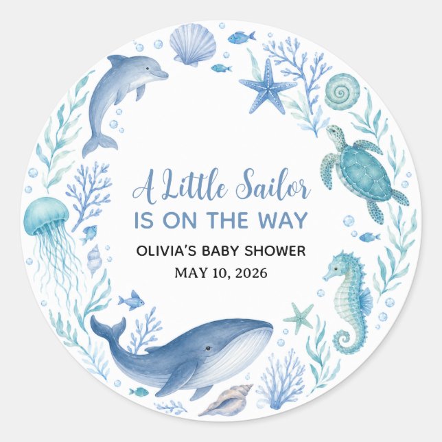 Sticker Rond Petit Marin Sous la Mer (Devant)