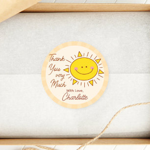 Sticker Rond Petit Merci Baby shower soleil très beaucoup