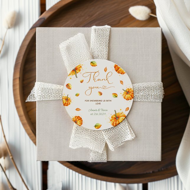 Sticker Rond Petit Merci de Baby shower Citrouille (Créateur téléchargé)