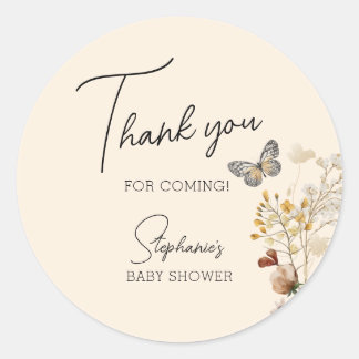 Sticker Rond Petit Merci de Baby shower Fleur sauvage