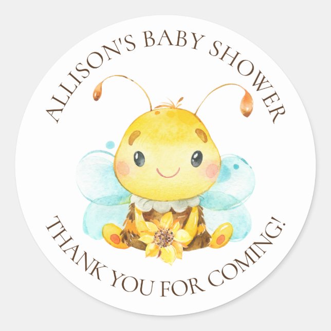 Sticker Rond Petit miel doux Baby shower d'abeilles Merci (Devant)