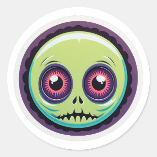 Sticker Rond Petit monstre d'halloween