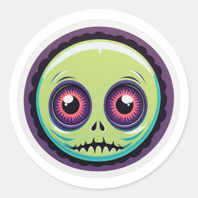 Sticker Rond Petit monstre d'halloween (Devant)