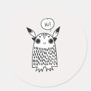 Sticker Rond Petit monstre mignon