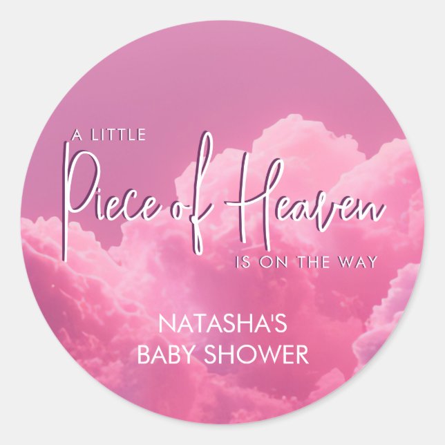 Sticker Rond Petit morceau de Baby shower rose du ciel (Devant)