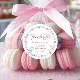 Sticker Rond Petit Noël Baby Girl Douche Merci