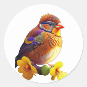 Sticker Rond Petit oiseau mignon