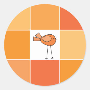 Sticker Rond petit oiseau orange