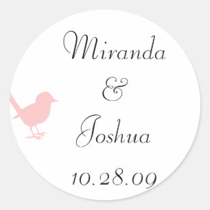 Sticker Rond petit oiseau rose