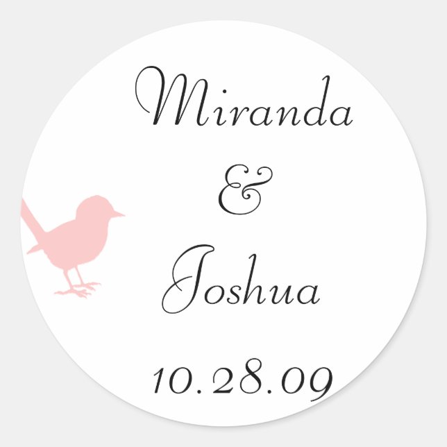 Sticker Rond petit oiseau rose (Devant)