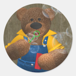 Sticker Rond Petit ours : Bulles de soufflement